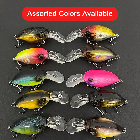5pc 1.38in 0.21oz / 35mm 6g Noise Crankbait Hard Lure, GRIFFON Little Devil Artificial Bait for Bass Fishing