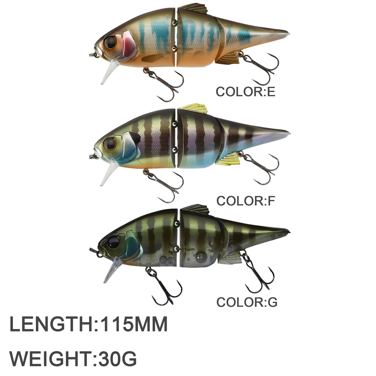 3pc 115mm/30g Floating Multi-Jointed Minnow Glide Bait