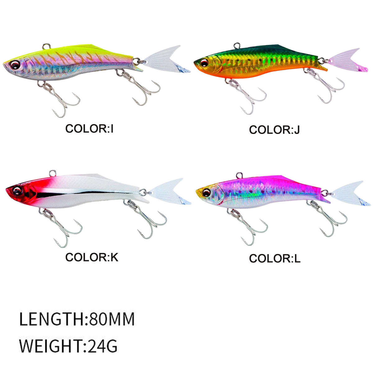 4pc 3.15in 0.85oz 80mm 24g Sinking VIB Hard Lure, Plastic Artificial Bait for Topmouth Culter & Bass Freshwater Fishing