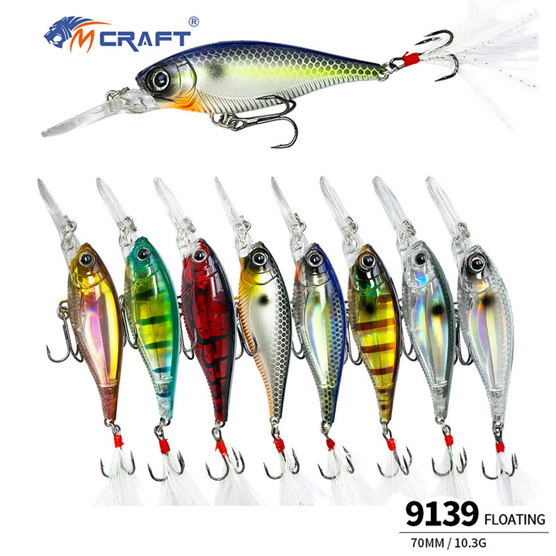 5pc 2.76in 0.36oz / 70mm 10.3g Floating Minnow Hard Lure, Bionic Internal Laser Artificial Bait for Freshwater & Saltwater Fishing