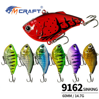 4pc 2.36in 0.52 oz/60mm 14.7g Sinking Plastic VIB Fishing Lure, Japanese Style 3D Vibration Hard Bait for Bass Freshwater Fishing