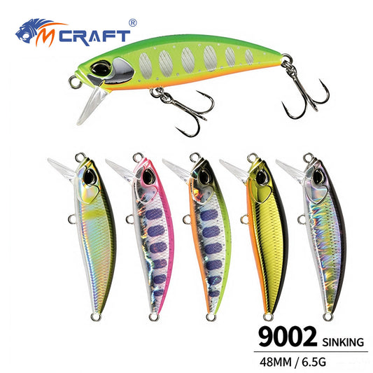 5pc 1.89in 0.23oz / 48mm 6.5g Japanese Style Sinking Minnow Hard Lure, Micro Fishing Artificial Bait for Topmouth Culter, Mandarin Fish & Chub