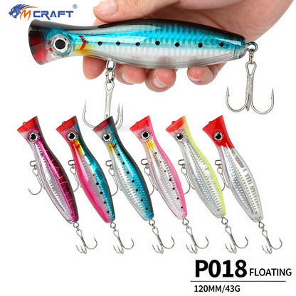 3pc 4.72in 1.52oz/120mm 43g Giant Topwater Popper Lure