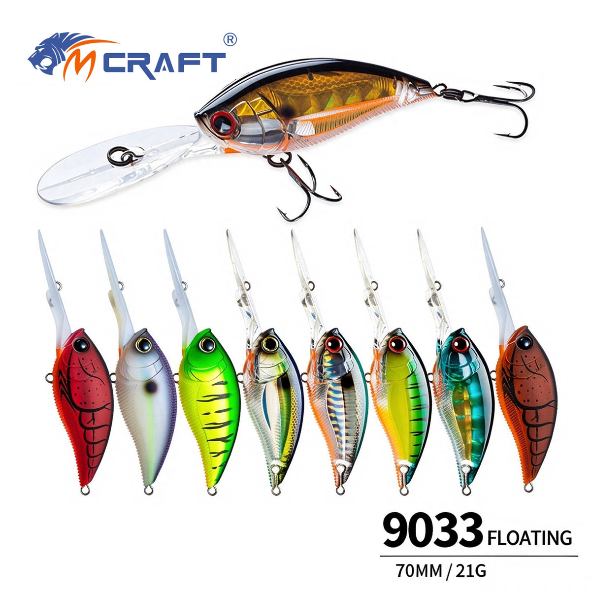 5pc 2.76in 0.74oz / 70mm 21g Floating Crankbait Hard Lure, Plastic Artificial Bionic Bait for Freshwater Fishing