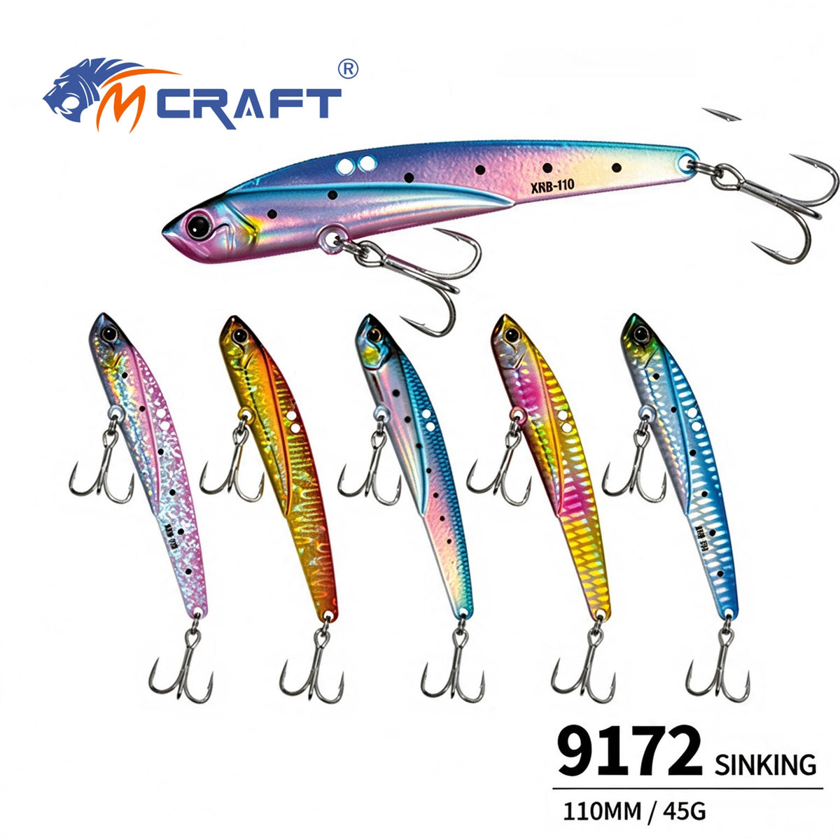 5pc 110mm / 45g VIB Pencil Fishing Lure, Sinking All Water Layers Hard Bait, Long Cast Artificial Bait for Freshwater Saltwater