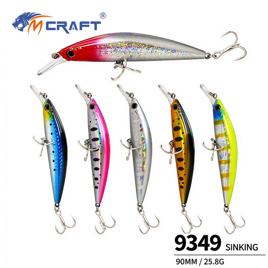 3pc 3.54in 0.91oz / 90mm 25.8g Sinking Minnow Hard Lure, Long Cast Artificial Bait for Sea Bass & Spanish Mackerel Saltwater Fishing