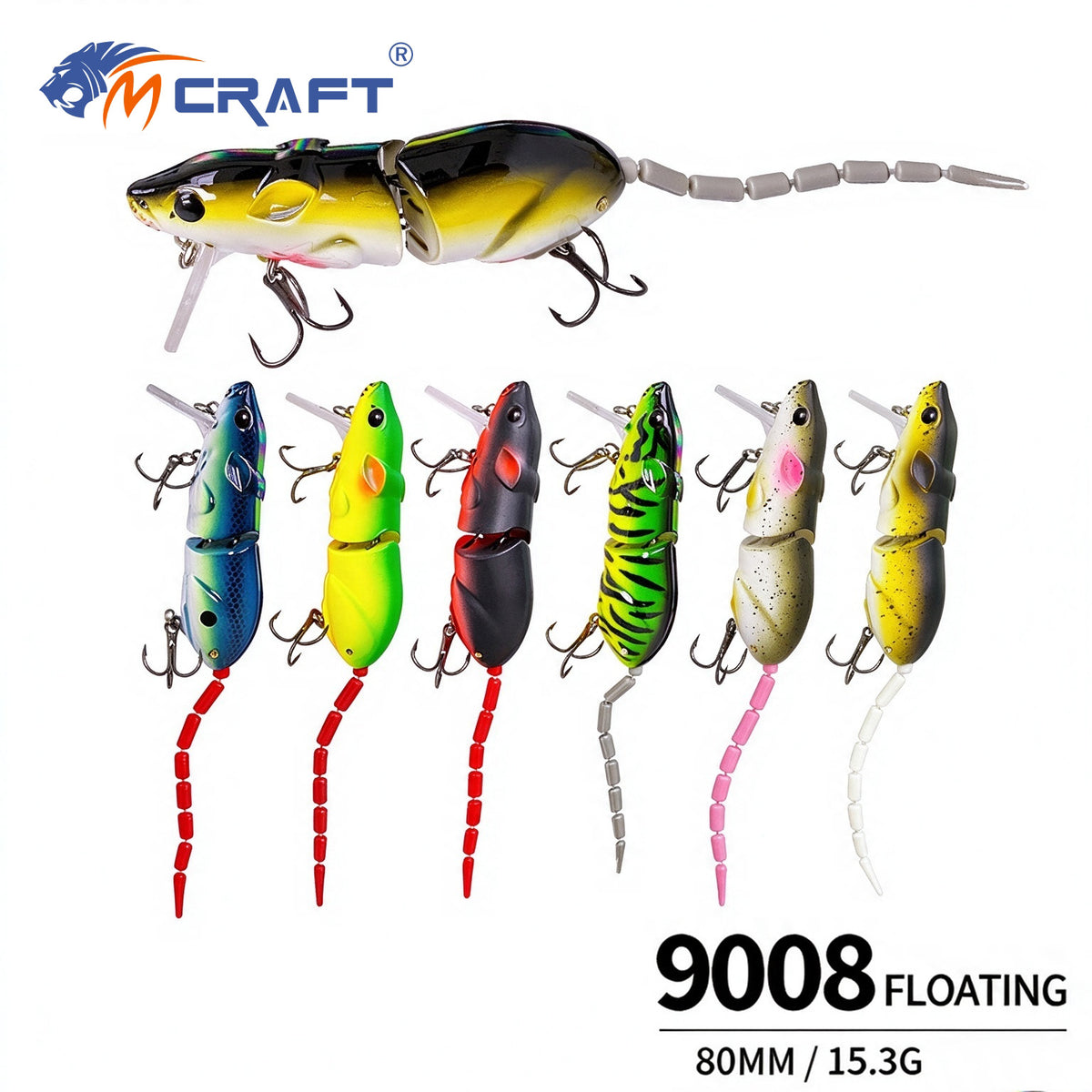 4pc 3.15in 0.54oz / 80mm 15.3g Bionic Rat Minnow Hard Lure, Two-Segment Long Casting Pencil Minnow for Bass, Snakehead & Topmouth Culter