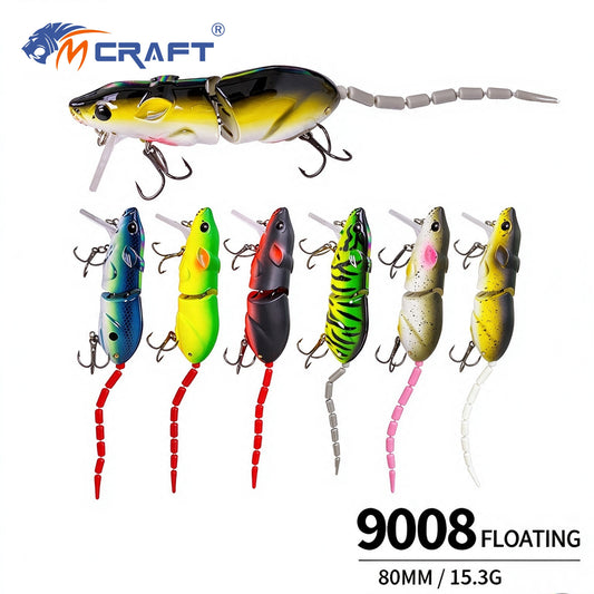 4pc 3.15in 0.54oz / 80mm 15.3g Bionic Rat Minnow Hard Lure, Two-Segment Long Casting Pencil Minnow for Bass, Snakehead & Topmouth Culter