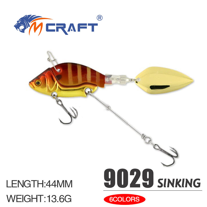 44mm/13.6g Full Water Layer VIB Fishing Lure, Spinning Metal Blade Bait Hard Lure for Bass Pike Walleye