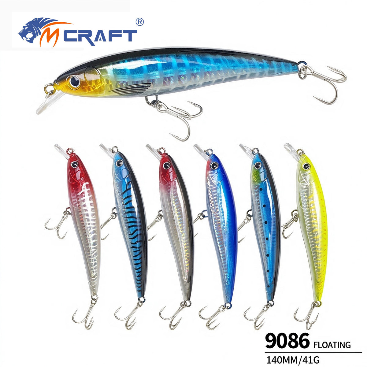 5.51in 1.45oz / 140mm 41g Floating Large Minnow Lure, Inner Laser Hard Bait for Freshwater & Saltwater Bass Fishing