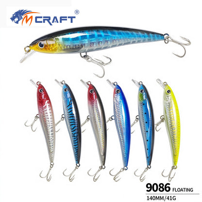 5.51in 1.45oz / 140mm 41g Floating Large Minnow Lure, Inner Laser Hard Bait for Freshwater & Saltwater Bass Fishing