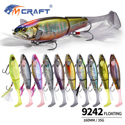 3pc 160mm/35g Floating Single-Joint Minnow Hard Bait with Soft Tail