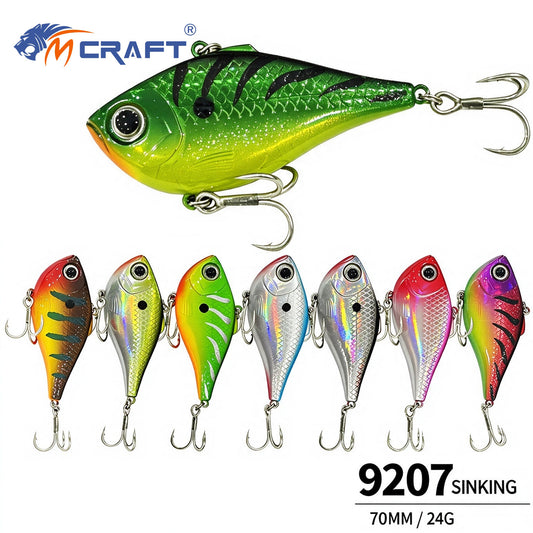 5pc 2.76in 0.85oz / 70mm 24g Plastic Sinking VIB Lure, Long Cast Japanese Style Hard Bait for Bass Freshwater Fishing