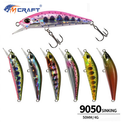 5pc 1.97in 0.14oz / 50mm 4g Micro Sinking Minnow Hard Lure, Freshwater & Saltwater Bait for Bass, Pike & Walleye