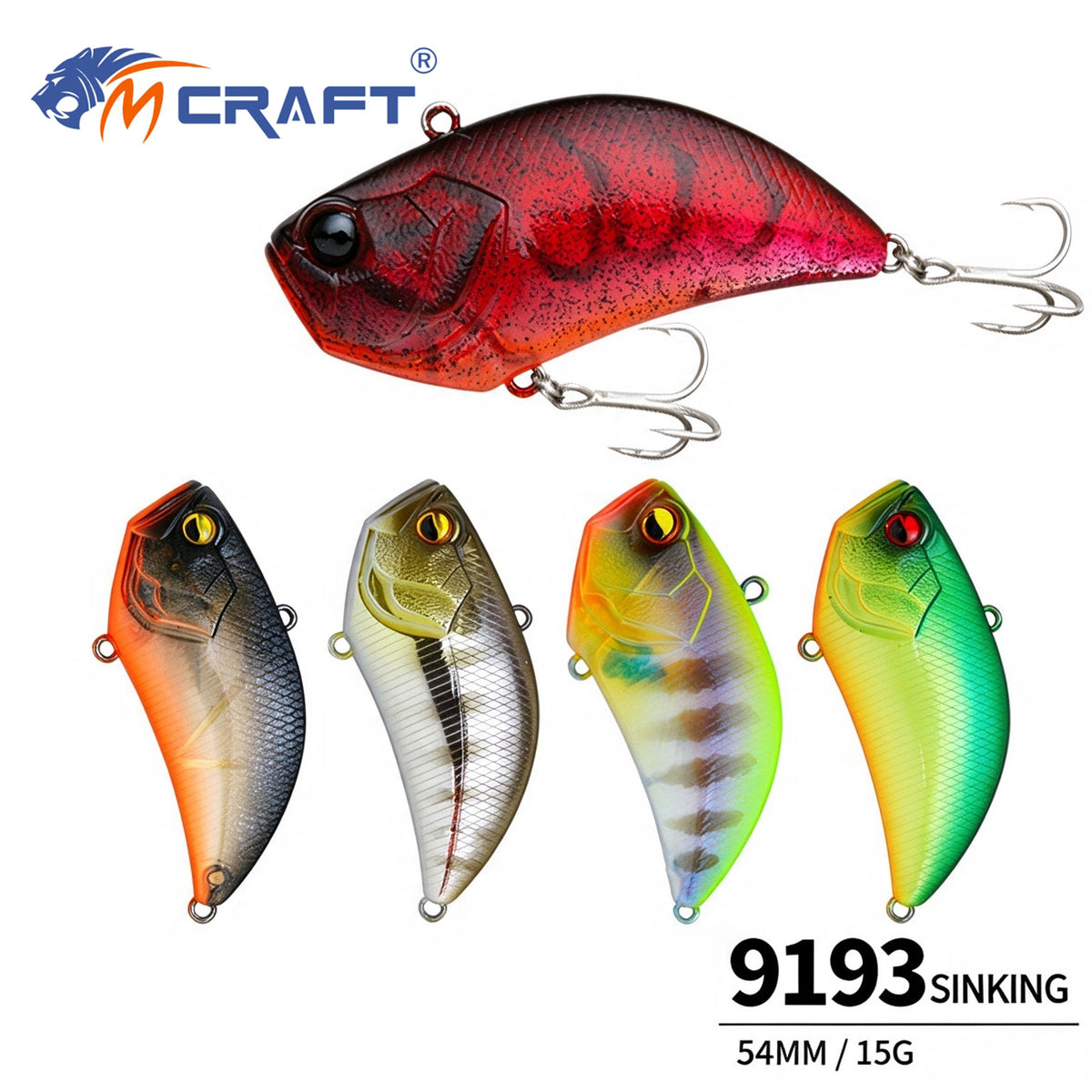 5pc 54mm/15g Sinking VIB Fishing Lure, Full Water Layer Hard Bait for Culter, Bass and Predatory Fish