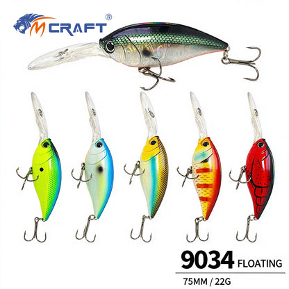 3pc 2.95in 0.80oz  75mm 22.5g Floating Crankbait Hard Lure, Freshwater & Saltwater Bionic Bait for Bass, Topmouth Culter & Mandarin Fish