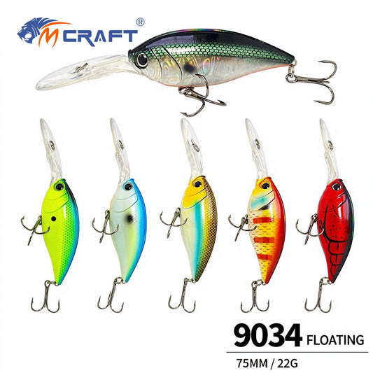 3pc 2.95in 0.80oz  75mm 22.5g Floating Crankbait Hard Lure, Freshwater & Saltwater Bionic Bait for Bass, Topmouth Culter & Mandarin Fish