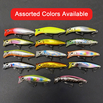 5pc 3.15in 0.44oz / 80mm 12.6g Floating Topwater Popper Lure, Hard Bait for Bass & Mandarin Fish