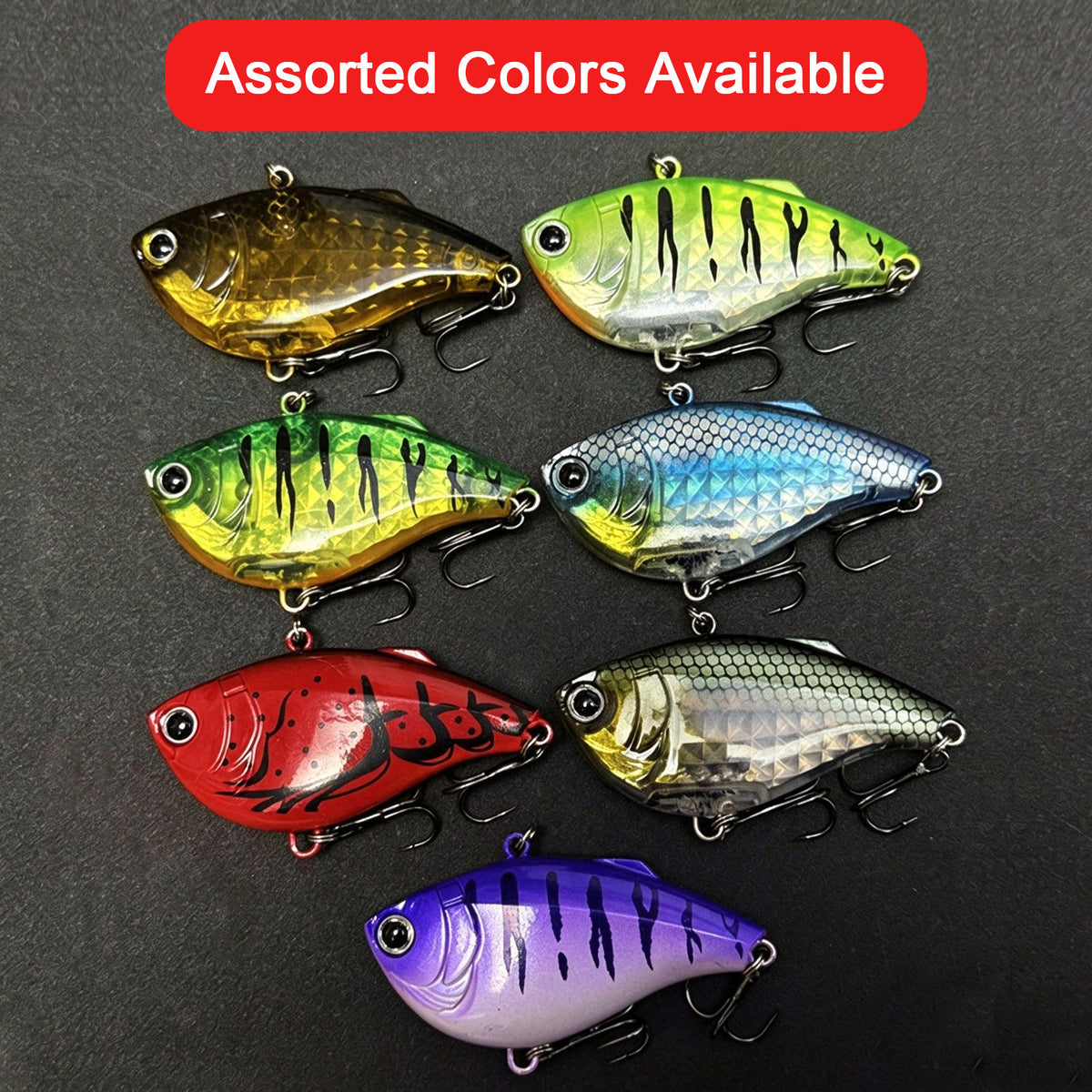 4pc 2.36in 0.52 oz/60mm 14.7g Sinking Plastic VIB Fishing Lure, Japanese Style 3D Vibration Hard Bait for Bass Freshwater Fishing