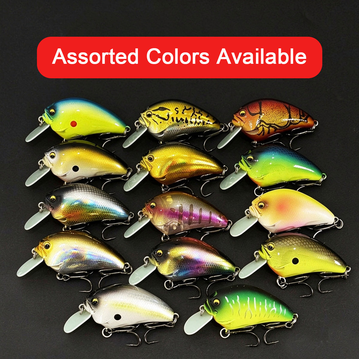 5pc 1.97in 0.34oz  50mm 9.5g Floating Crankbait Hard Lure, Plastic Bait for Bass & Topmouth Culter