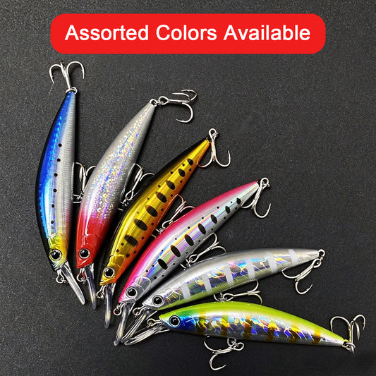 3pc 3.54in 0.91oz / 90mm 25.8g Sinking Minnow Hard Lure, Long Cast Artificial Bait for Sea Bass & Spanish Mackerel Saltwater Fishing