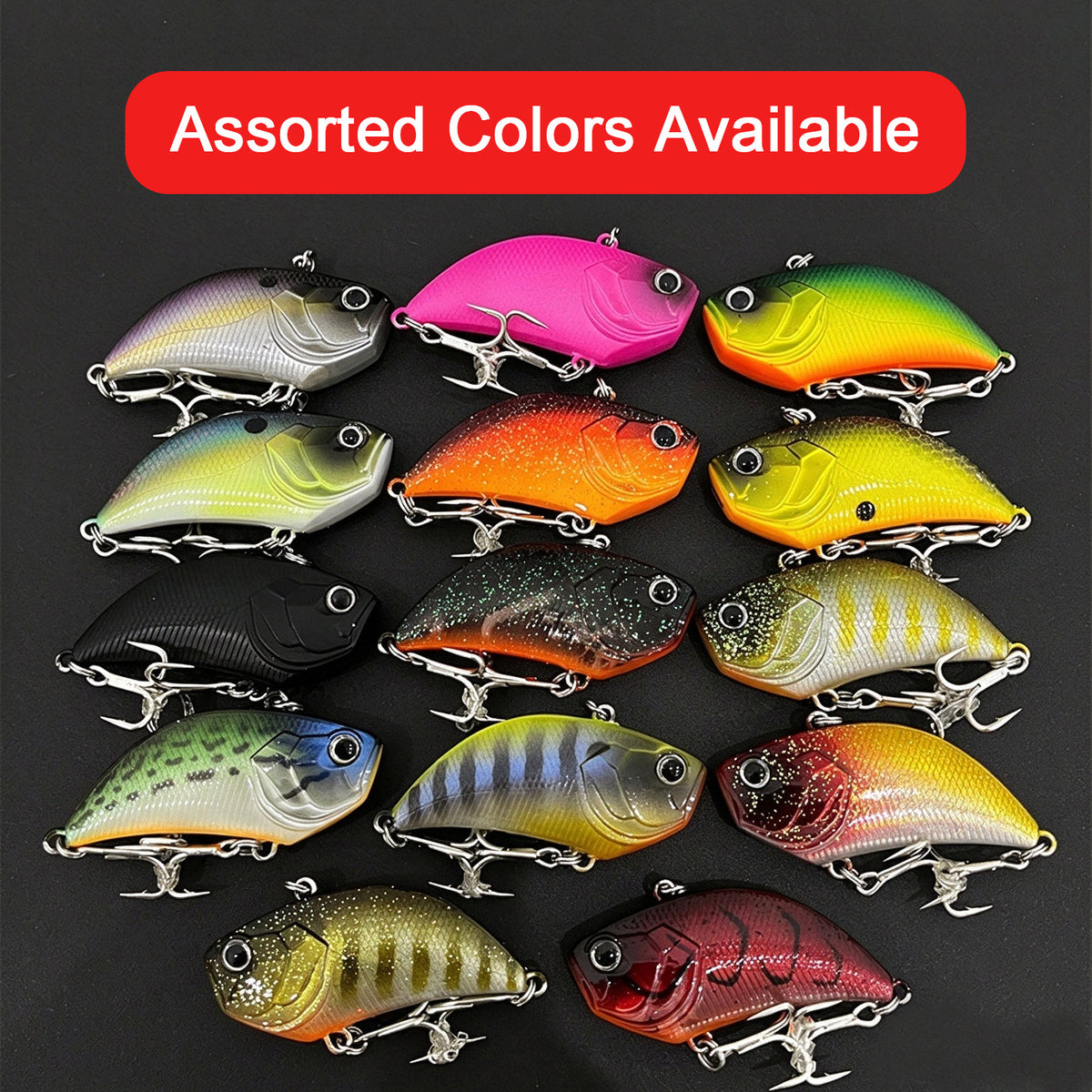5pc 54mm/15g Sinking VIB Fishing Lure, Full Water Layer Hard Bait for Culter, Bass and Predatory Fish