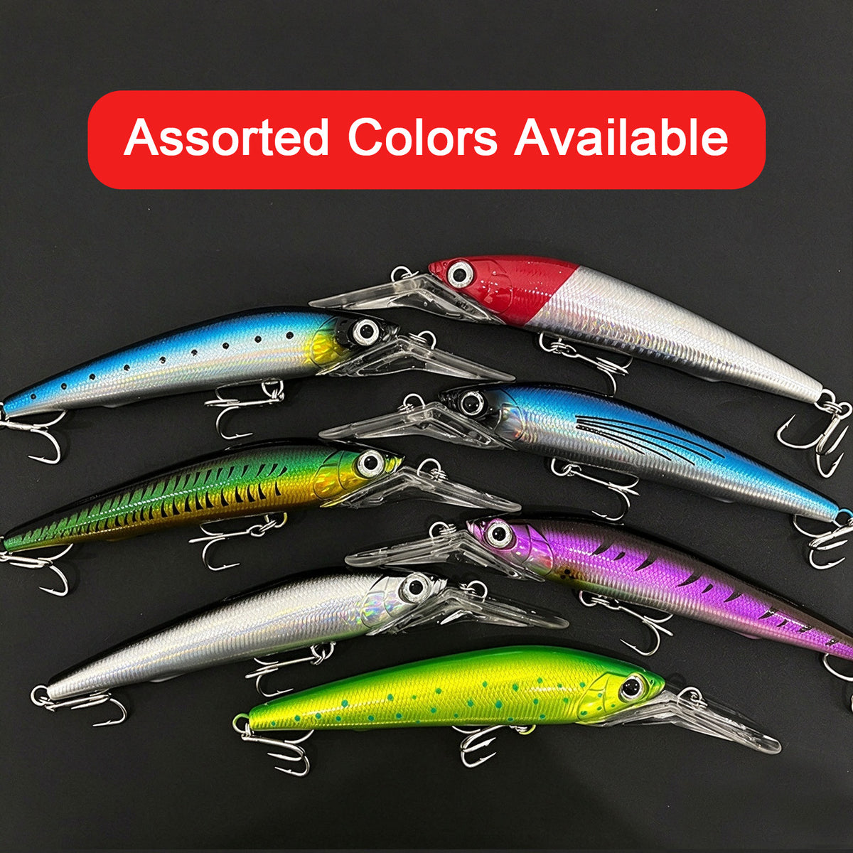 4pc 5.51in 1.41oz / 140mm 40g Deep Sea Trolling 3D Minnow Floating Hard Lure, Boat Fishing Bait for Saltwater Gamefish