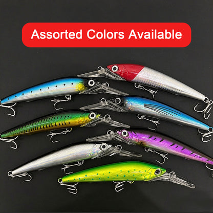 4pc 5.51in 1.41oz / 140mm 40g Deep Sea Trolling 3D Minnow Floating Hard Lure, Boat Fishing Bait for Saltwater Gamefish