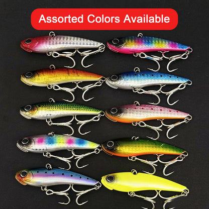 5pc 2.95in 0.99oz / 75mm 28g Sinking Metal VIB Jig Lure, Artificial Hard Bait for Sea Bass & Spanish Mackerel Saltwater Fishing