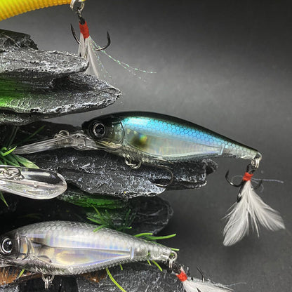 5pc 2.76in 0.36oz / 70mm 10.3g Floating Minnow Hard Lure, Bionic Internal Laser Artificial Bait for Freshwater & Saltwater Fishing