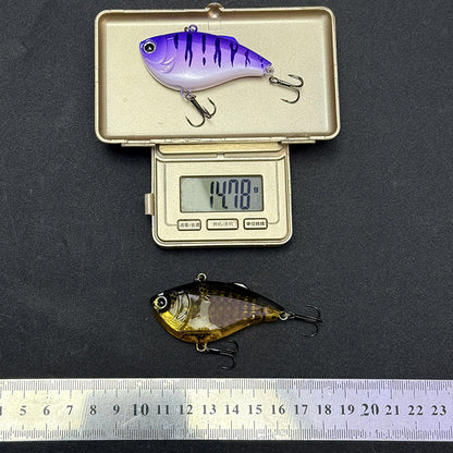 4pc 2.36in 0.52 oz/60mm 14.7g Sinking Plastic VIB Fishing Lure, Japanese Style 3D Vibration Hard Bait for Bass Freshwater Fishing