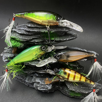 5pc 2.76in 0.36oz / 70mm 10.3g Floating Minnow Hard Lure, Bionic Internal Laser Artificial Bait for Freshwater & Saltwater Fishing