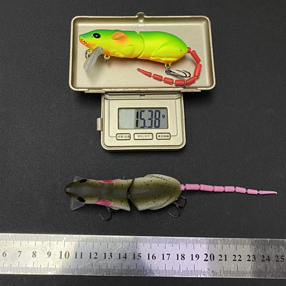 4pc 3.15in 0.54oz / 80mm 15.3g Bionic Rat Minnow Hard Lure, Two-Segment Long Casting Pencil Minnow for Bass, Snakehead & Topmouth Culter