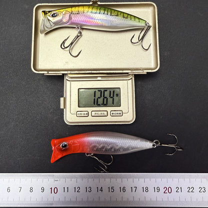 5pc 3.15in 0.44oz / 80mm 12.6g Floating Topwater Popper Lure, Hard Bait for Bass & Mandarin Fish