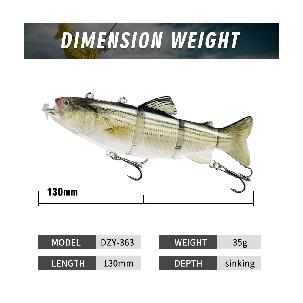 130mm/35g  Automatic Swimming Bait Customized Fishing Lure of 4 Sections of Robot Bait