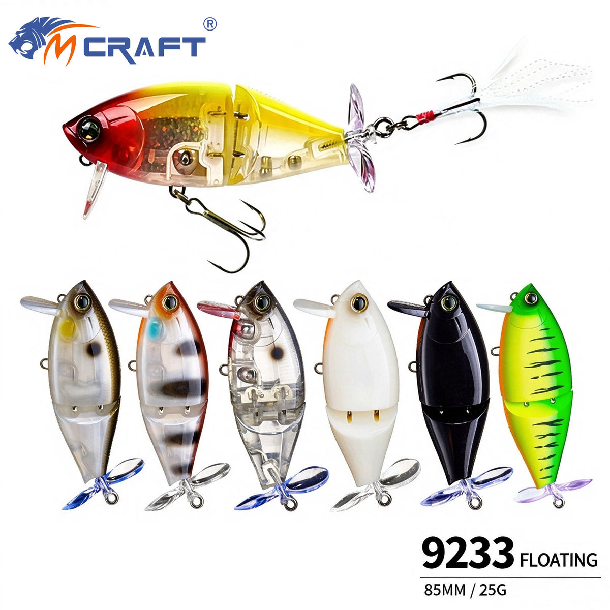 3pc 85mm/25g Topwater Minnow Prop Lure