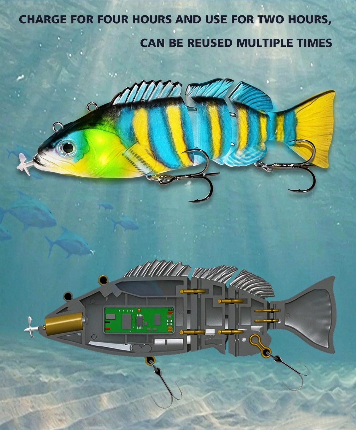 136MM/54.5g  Electric Robot Fishing Lures  USB Rechargeable Flashing LED Light Fishing Lures Swimbait