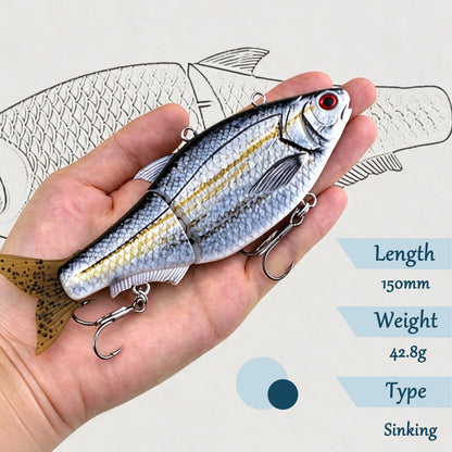 165mm/29.2g Automatic Swimming Bait Customized Fishing Lure Tail-driven Electronic Robot Bait with Anti-tangle Function & LED Light