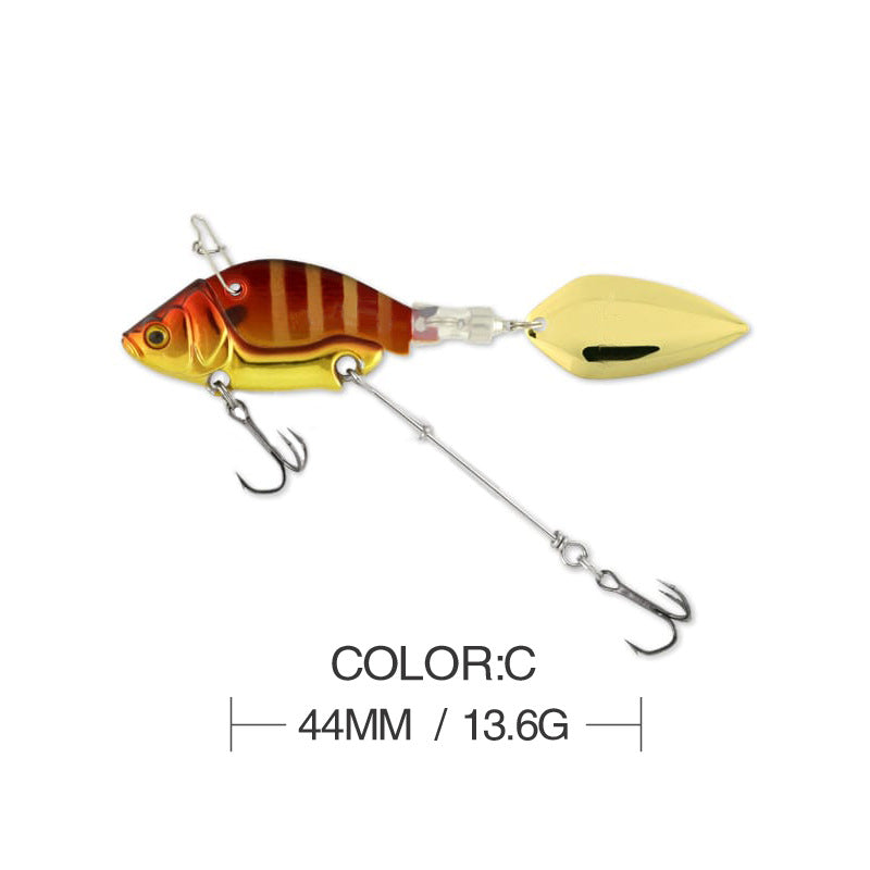 44mm/13.6g Full Water Layer VIB Fishing Lure, Spinning Metal Blade Bait Hard Lure for Bass Pike Walleye