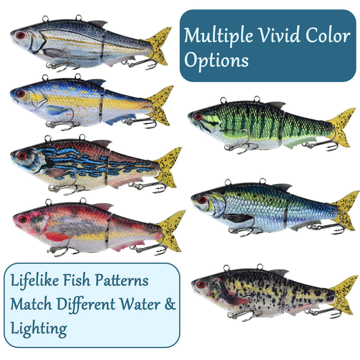 165mm/29.2g Automatic Swimming Bait Customized Fishing Lure Tail-driven Electronic Robot Bait with Anti-tangle Function & LED Light