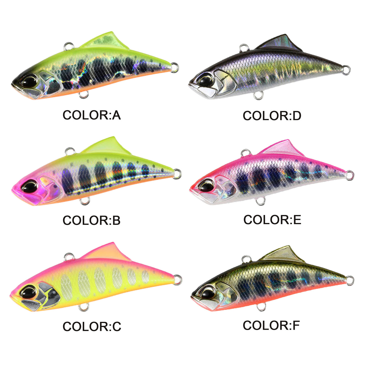 6pc 1.77in 0.18oz / 45mm 5.2g Sinking VIB Lure, Bionic Hard Bait for Topmouth Culter Freshwater Fishing