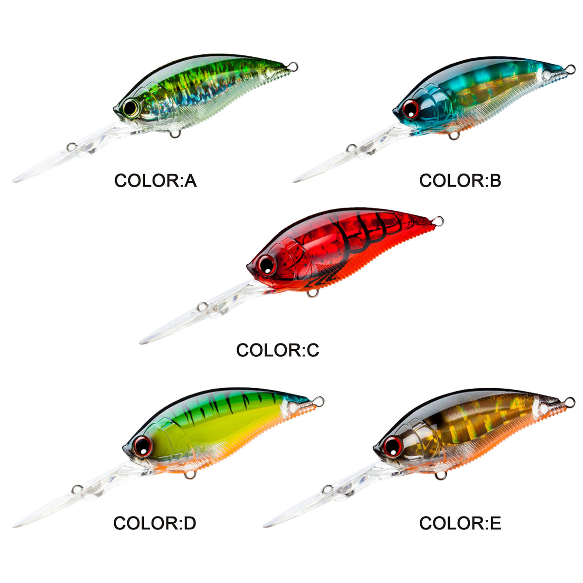 5pc 2.76in 0.74oz / 70mm 21g Floating Crankbait Hard Lure, Plastic Artificial Bionic Bait for Freshwater Fishing