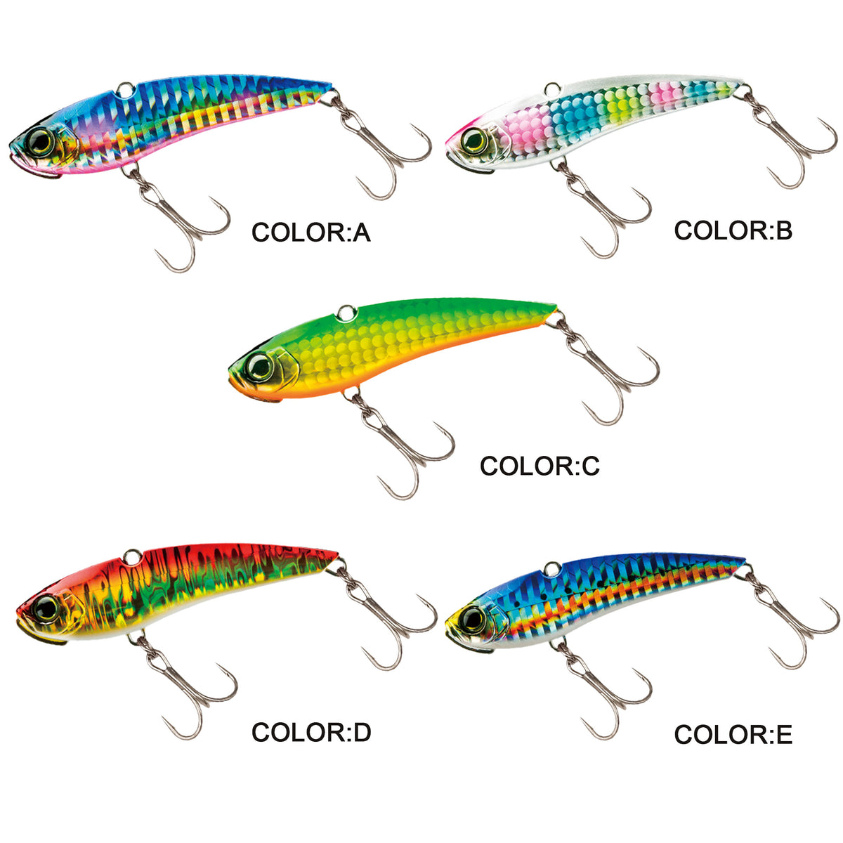 5pc 2.95in 0.99oz / 75mm 28g Sinking Metal VIB Jig Lure, Artificial Hard Bait for Sea Bass & Spanish Mackerel Saltwater Fishing
