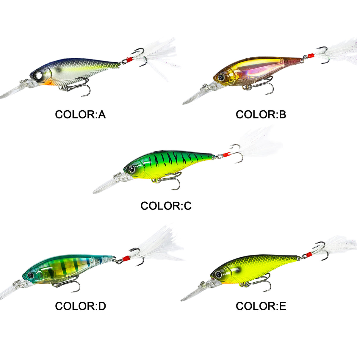 5pc 2.76in 0.36oz / 70mm 10.3g Floating Minnow Hard Lure, Bionic Internal Laser Artificial Bait for Freshwater & Saltwater Fishing