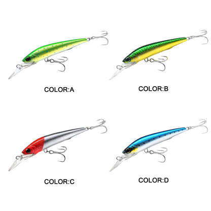 4pc 5.51in 1.41oz / 140mm 40g Deep Sea Trolling 3D Minnow Floating Hard Lure, Boat Fishing Bait for Saltwater Gamefish