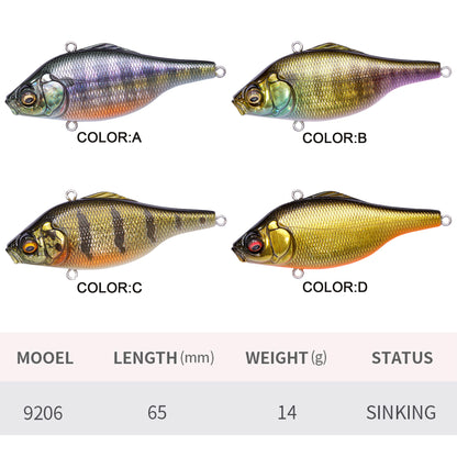 4pc 2.56in 0.49oz / 65mm 14g Long-Range Casting VIB Fishing Lure, Sinking Hard Bait for Walleye & Bass