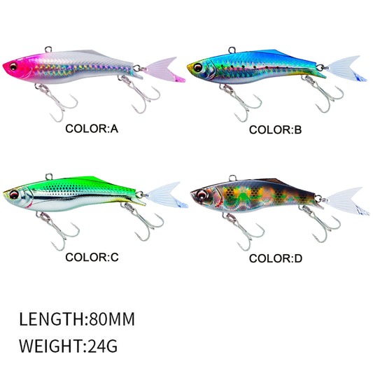 4pc 3.15in 0.85oz  80mm 24g Sinking VIB Hard Lure, Plastic Artificial Bait for Topmouth Culter & Bass Freshwater Fishing