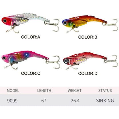 4pc 2.64in 0.93oz/67mm 26.4g Sinking VIB Hard Lure, Long Casting Vibrating Fishing Lure for Topmouth Culter, Mandarin Fish Freshwater Fishing