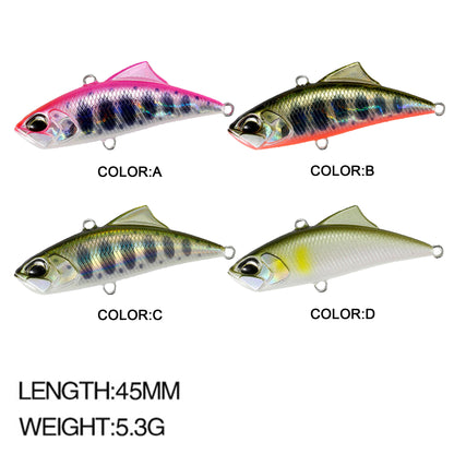 4pc 1.77in 0.19oz/45mm 5.3g Sinking VIB Fishing Lure, Long Cast Hard Bait for Bass, Culter and Predatory Fish