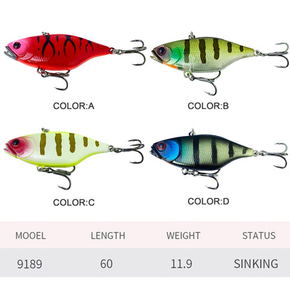 4pc 60mm/11.9g Sinking VIB Fishing Lure, Long Cast Hard Bait for Bass, Culter, Freshwater & Saltwater